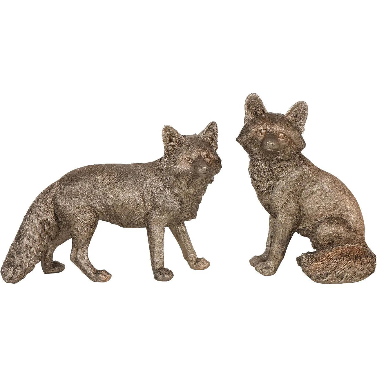 Antique Gold Sitting Fox Sculpture - Image 8