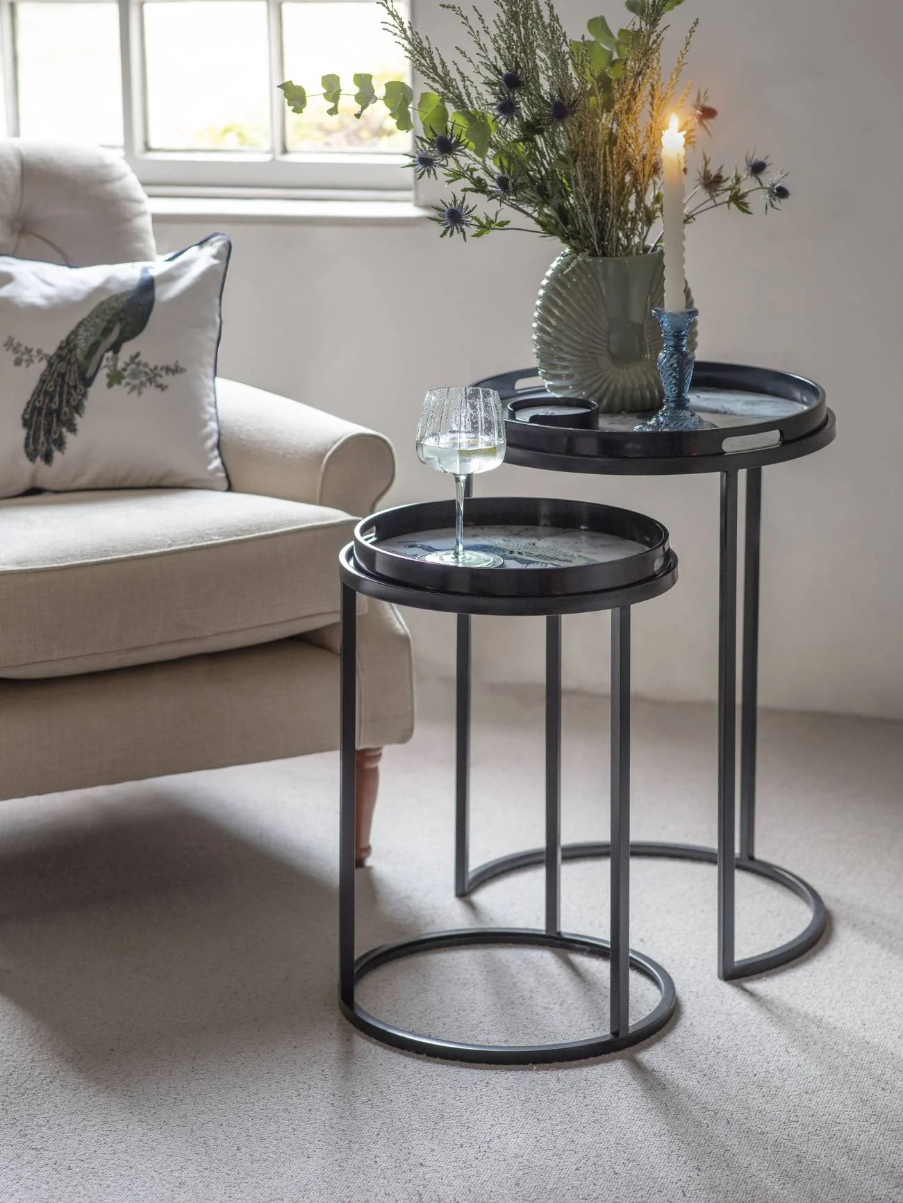 Belvedere Peacock Set Of 2 Side Tray Tables - Image 5