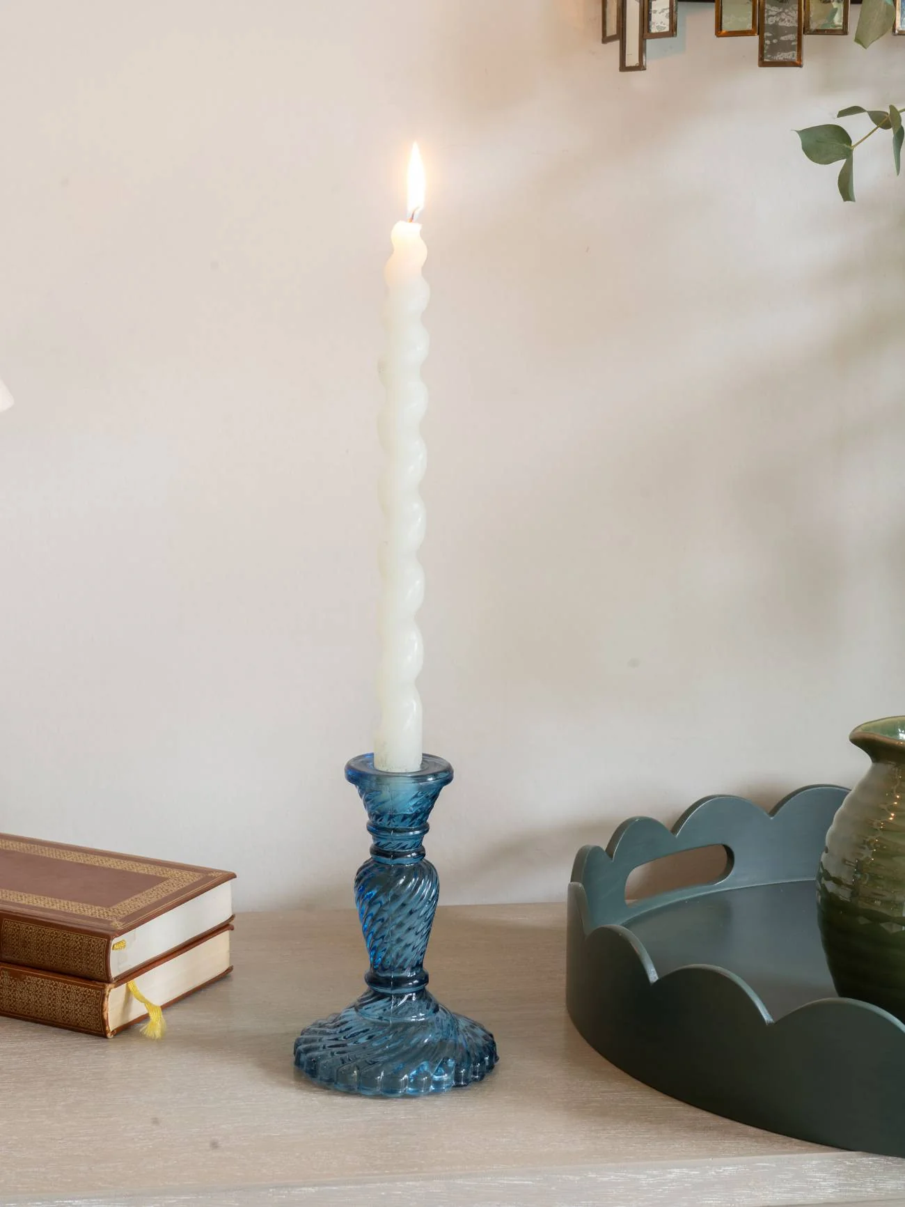 Blue Glass Candlestick - Image 2