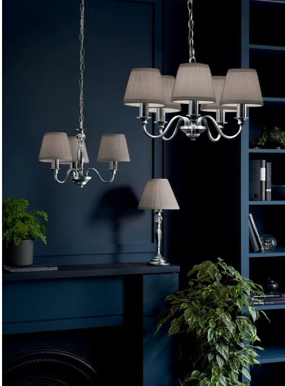 Ellis 5Lt Multi-Arm Pendant - Ivory with Shades - Image 6