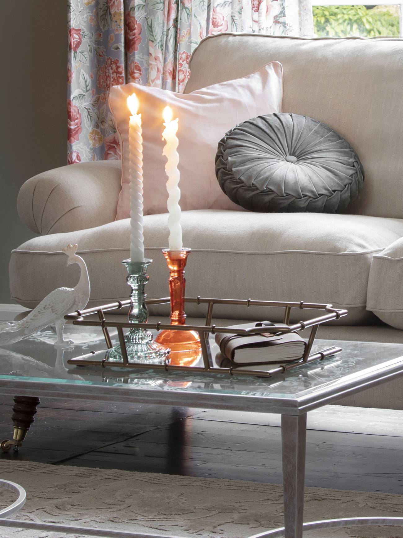 Glass Candlestick - Orange/Pink - Image 2