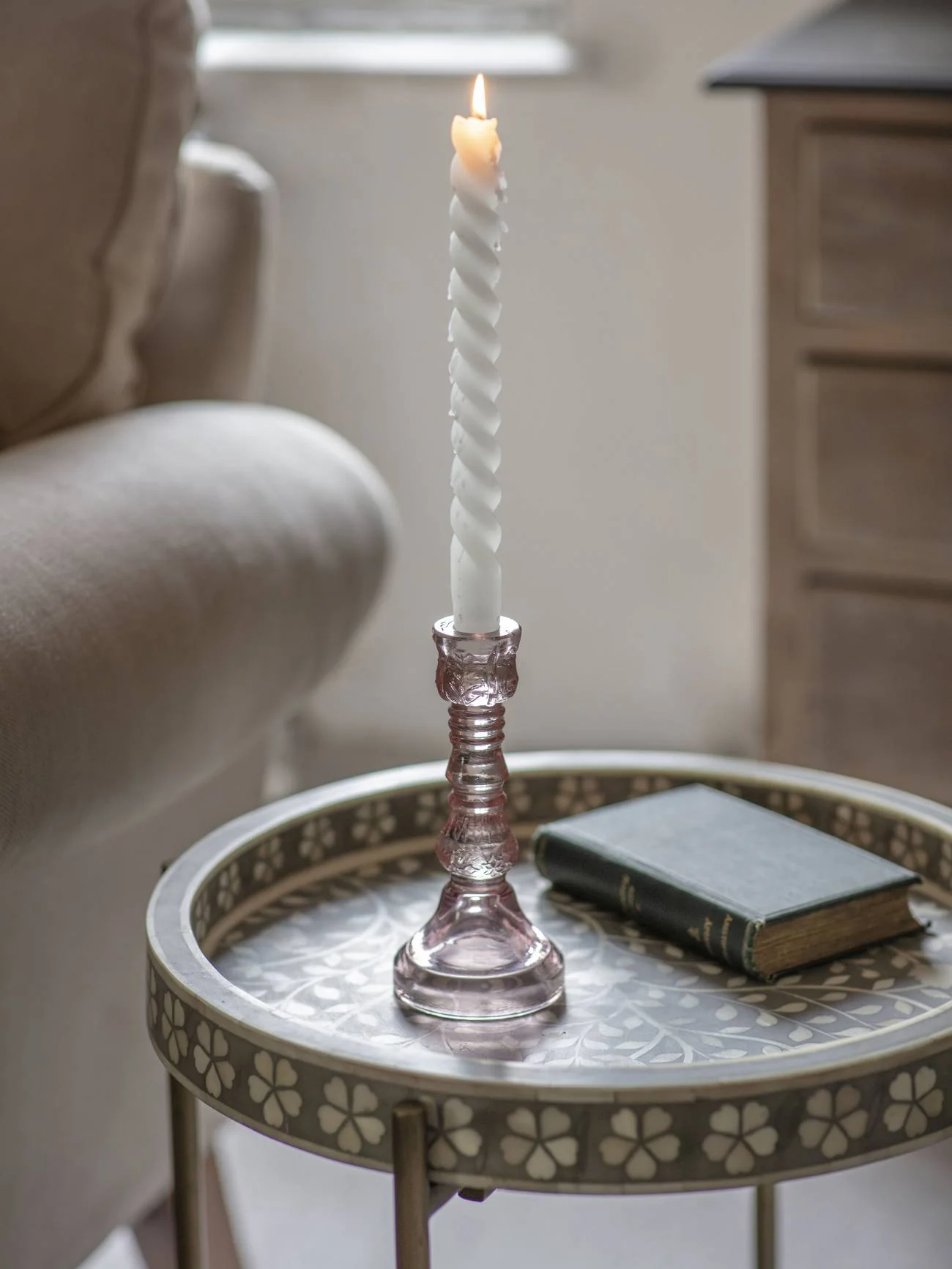 Glass Candlestick - Orange/Pink - Image 5