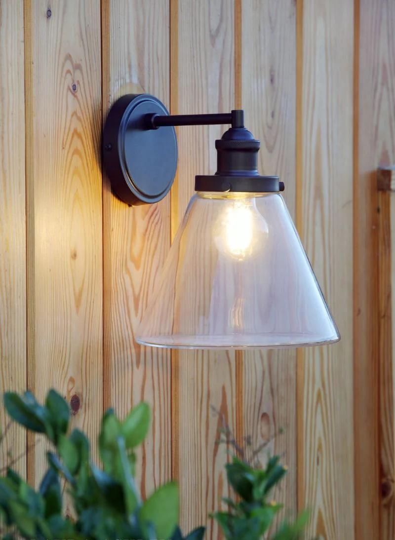 Isaac IP44 Outdoor Wall Light Charcoal/ Matt Grey Glass - Image 3