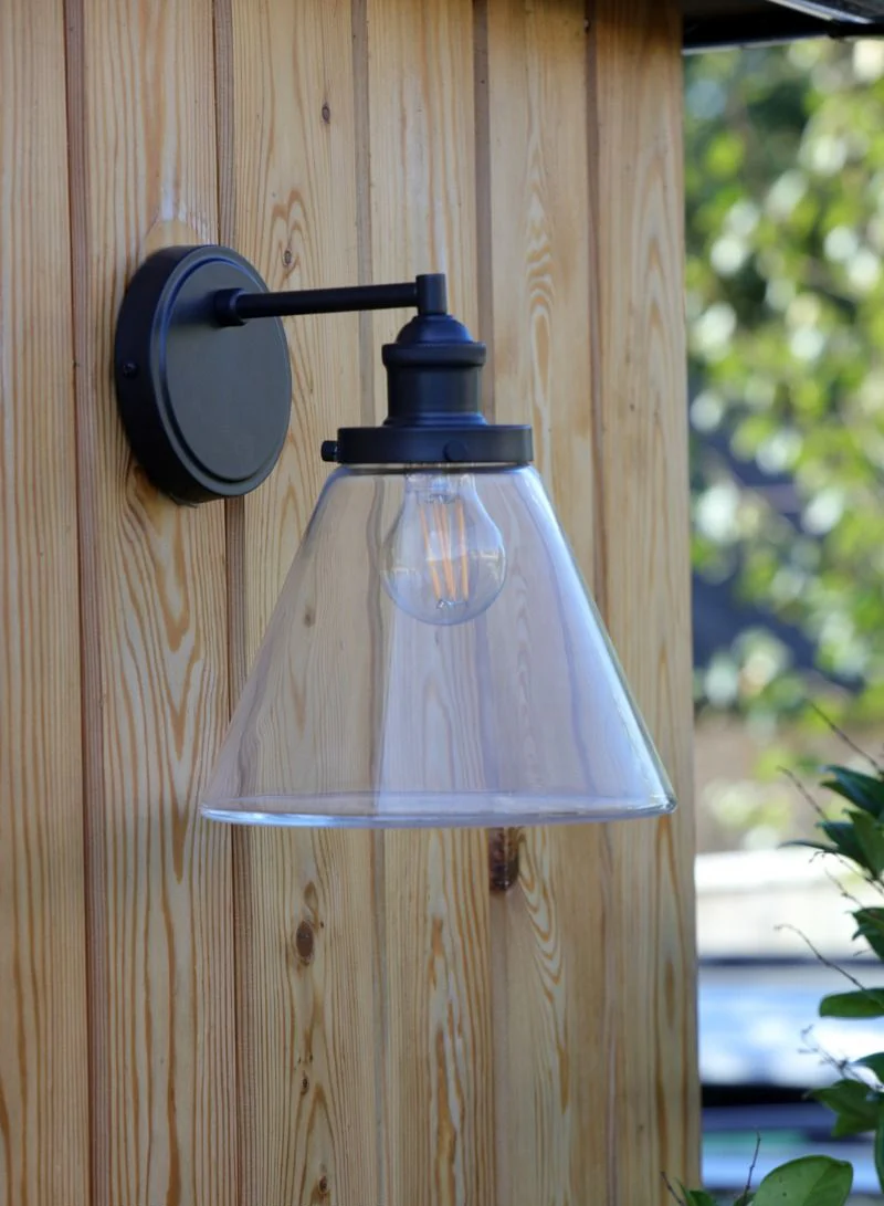 Isaac IP44 Outdoor Wall Light Charcoal/ Matt Grey Glass - Image 4