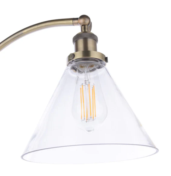 Isaac Floor Lamp Antique Brass and Glass - Image 2