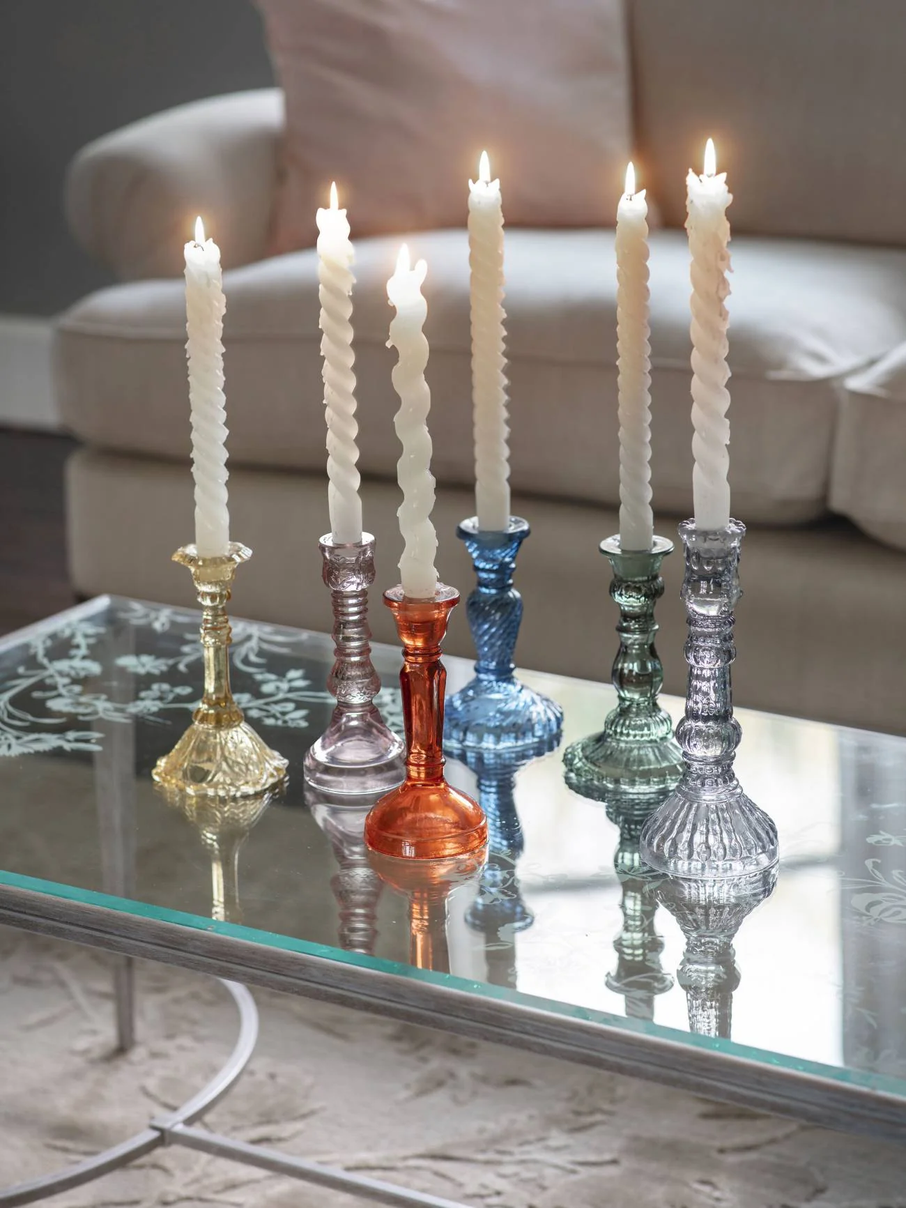 Light Grey Glass Candlestick - Image 4