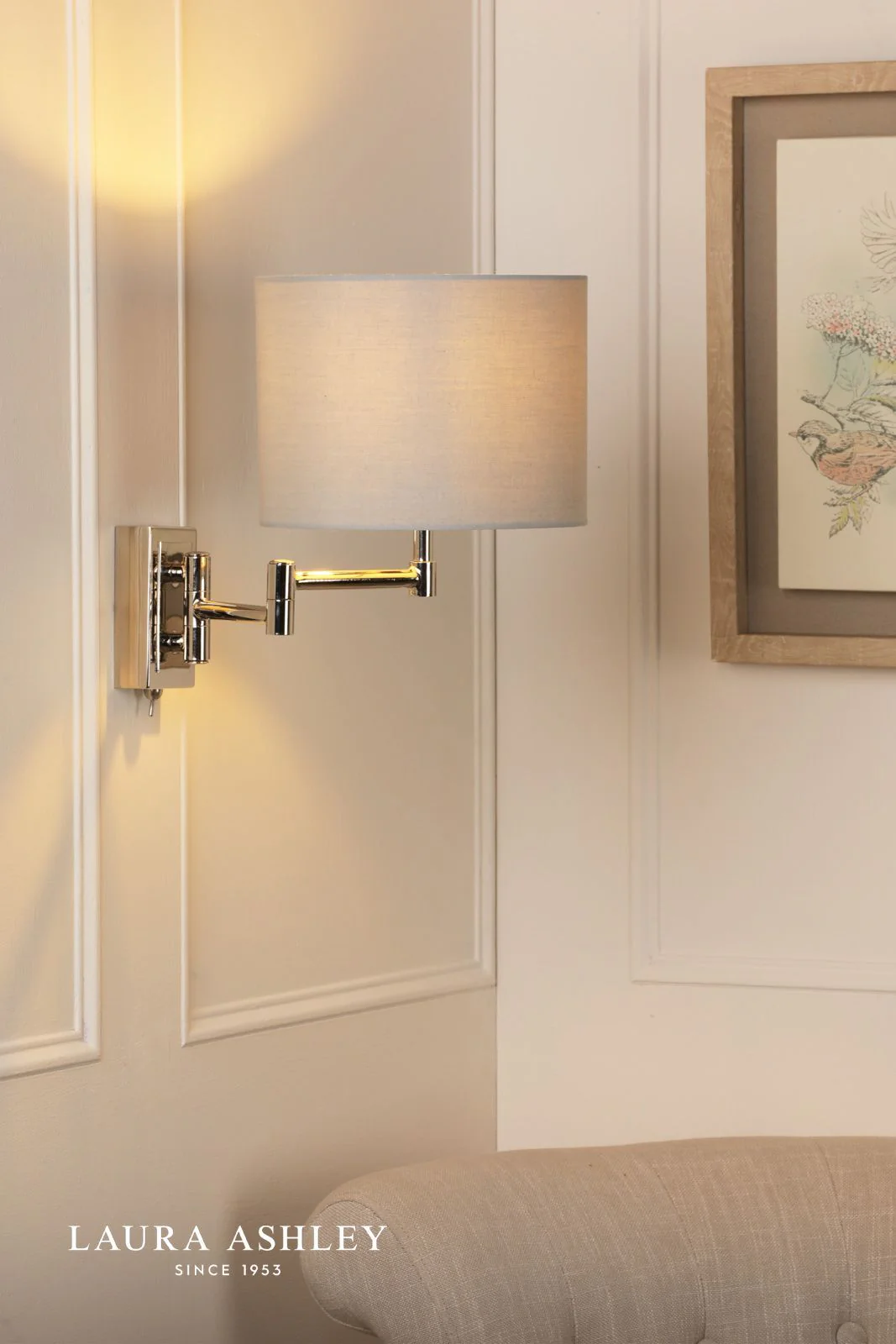 Marlowe Wall Light Polished Nickel With Shade - Image 5