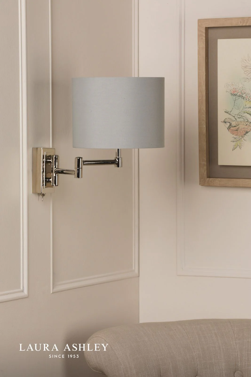 Marlowe Wall Light Polished Nickel With Shade - Image 6
