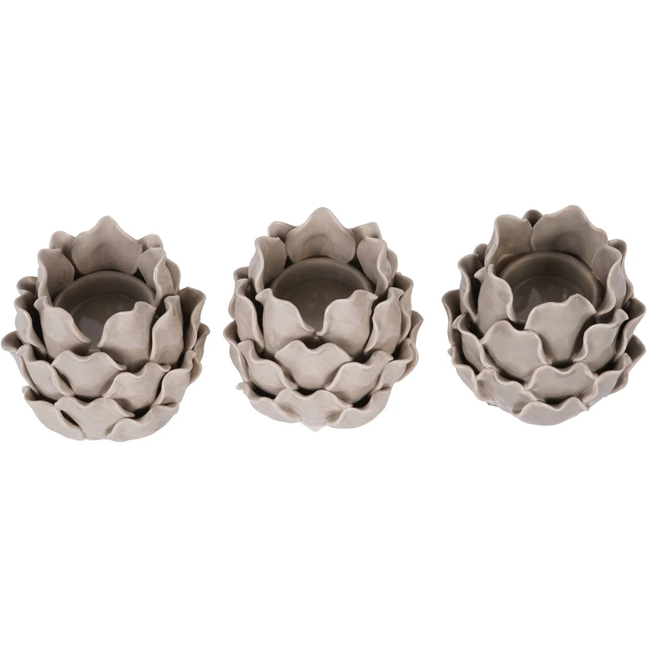 Set of 3 Dark Dove Grey Larkhill Artichoke Tealight Holders - Image 2