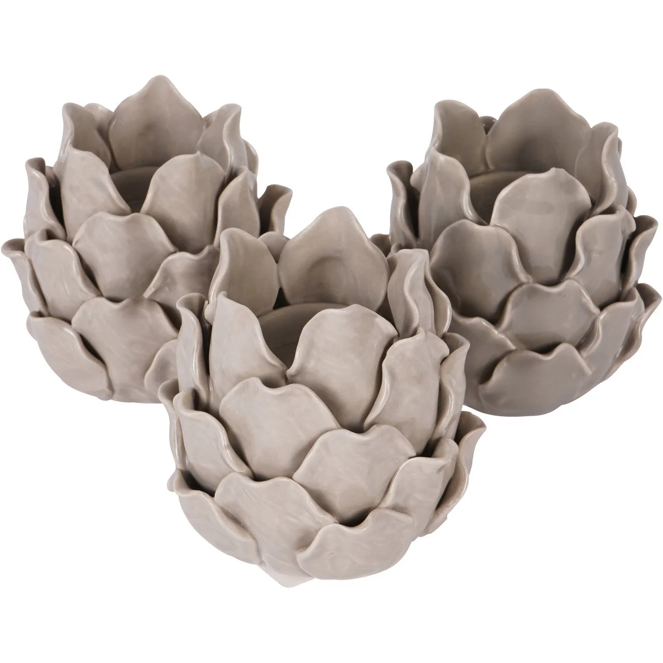 Set of 3 Dark Dove Grey Larkhill Artichoke Tealight Holders - Image 3