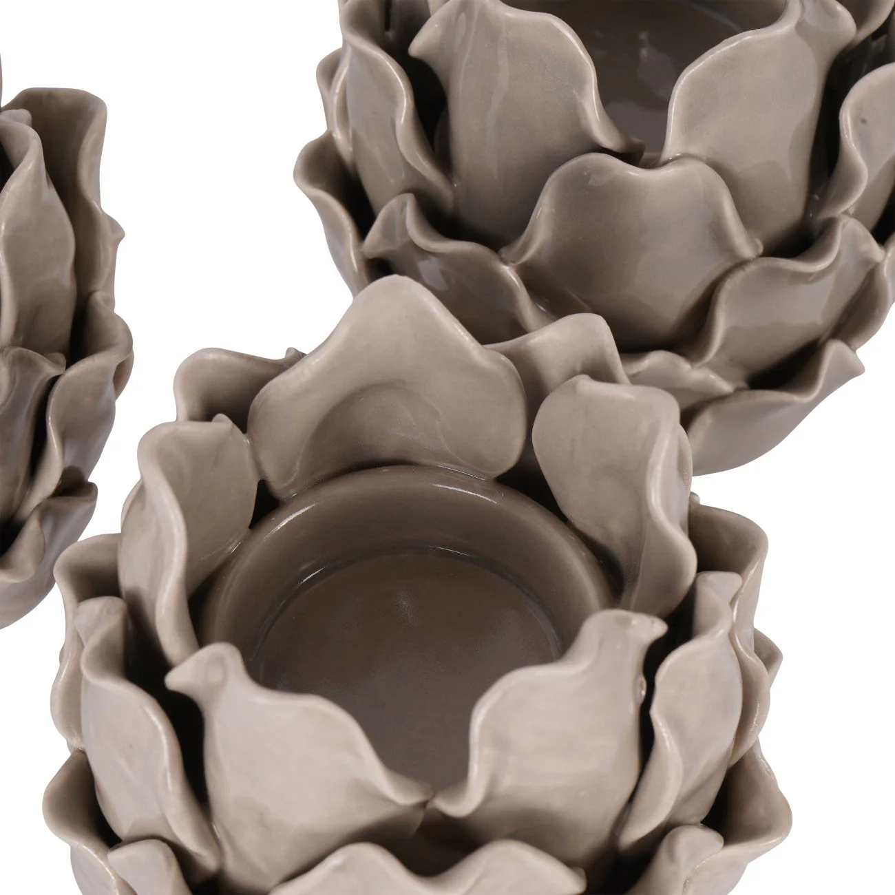 Set of 3 Dark Dove Grey Larkhill Artichoke Tealight Holders - Image 5
