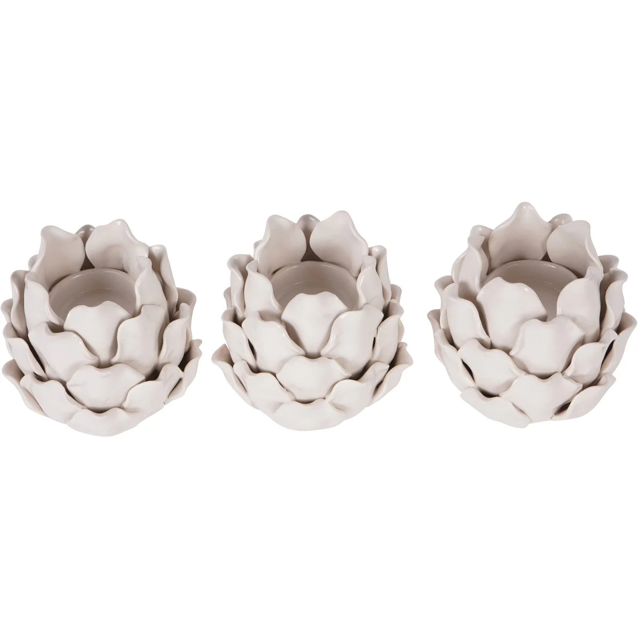 Set of 3 Off White Larkhill Artichoke Tealight Holders - Image 2