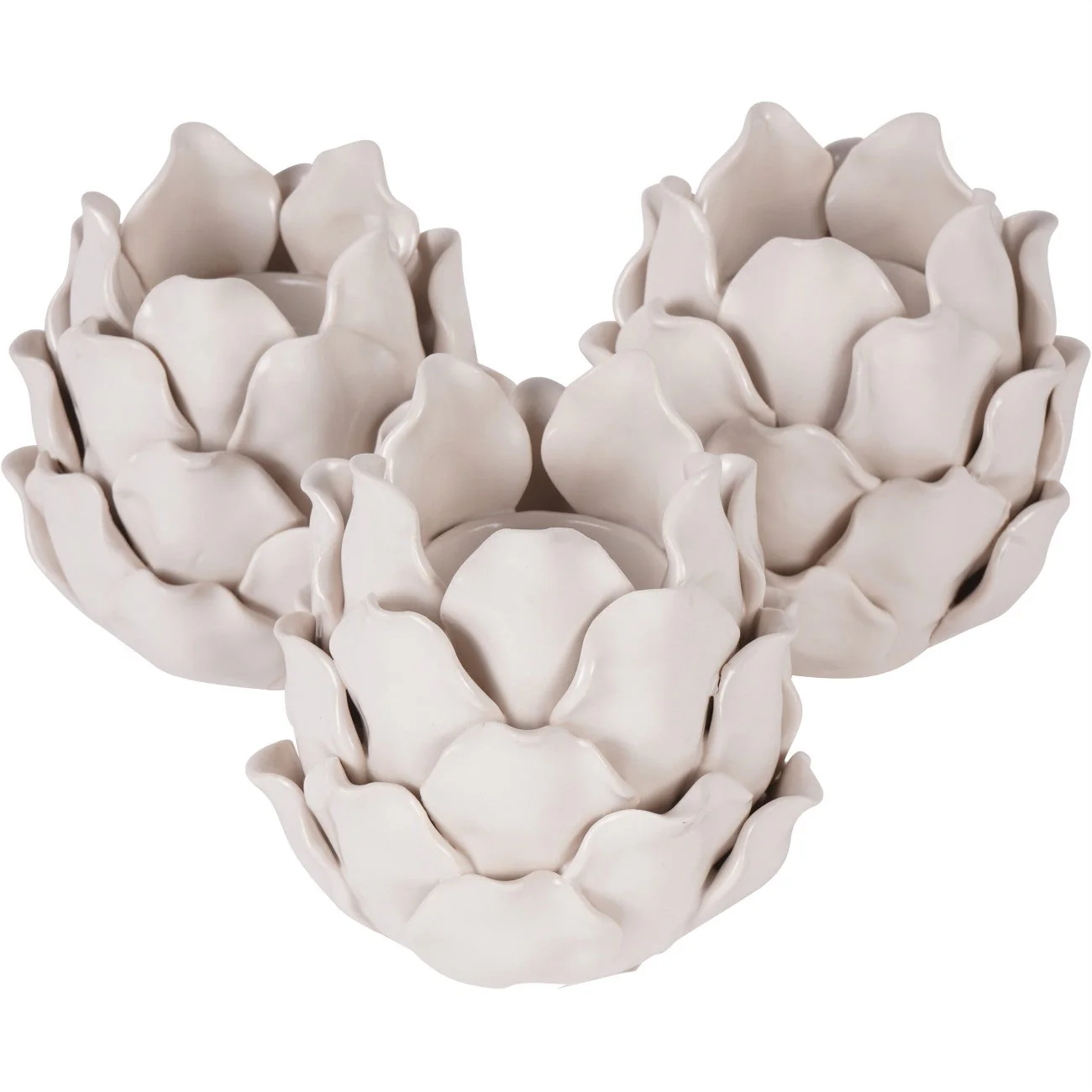 Set of 3 Off White Larkhill Artichoke Tealight Holders - Image 3
