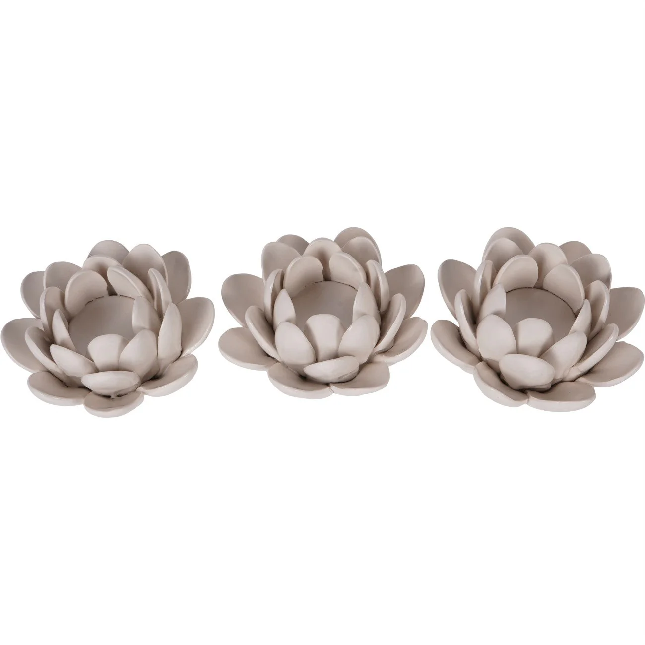 Set of 3 White Larkhill Lotus Tealight Holders - Image 2