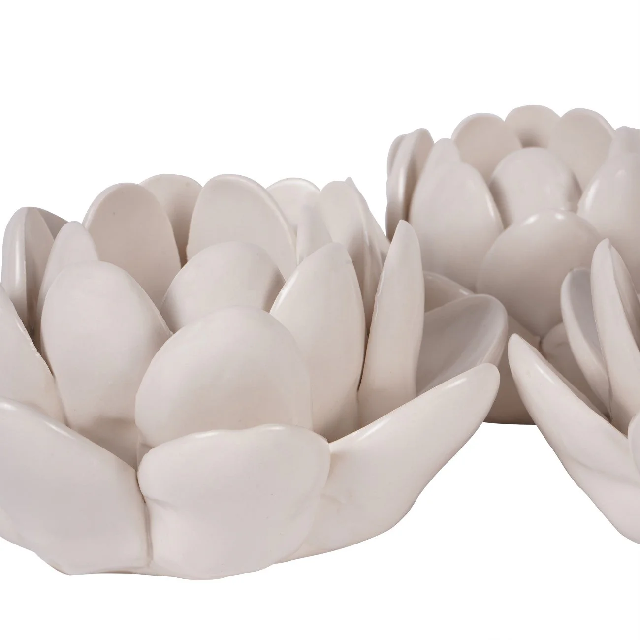 Set of 3 White Larkhill Lotus Tealight Holders - Image 4