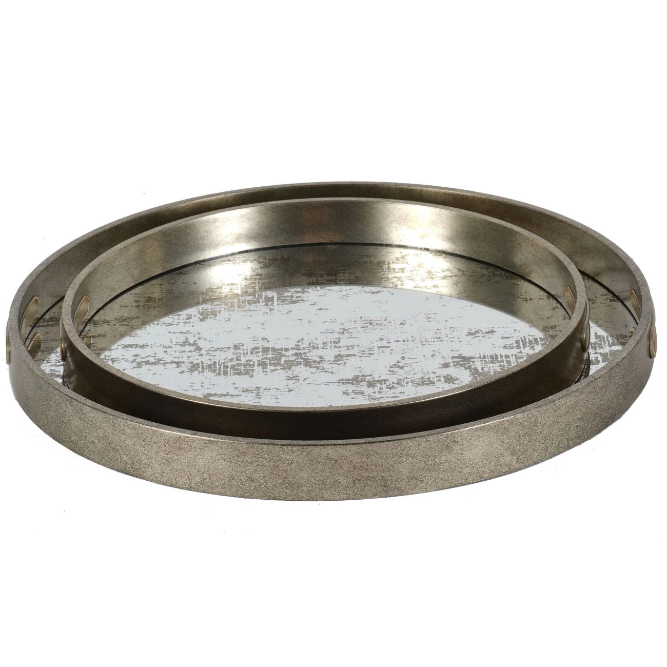 Silver Set of Two Whinfell Mirrored Trays - Image 2