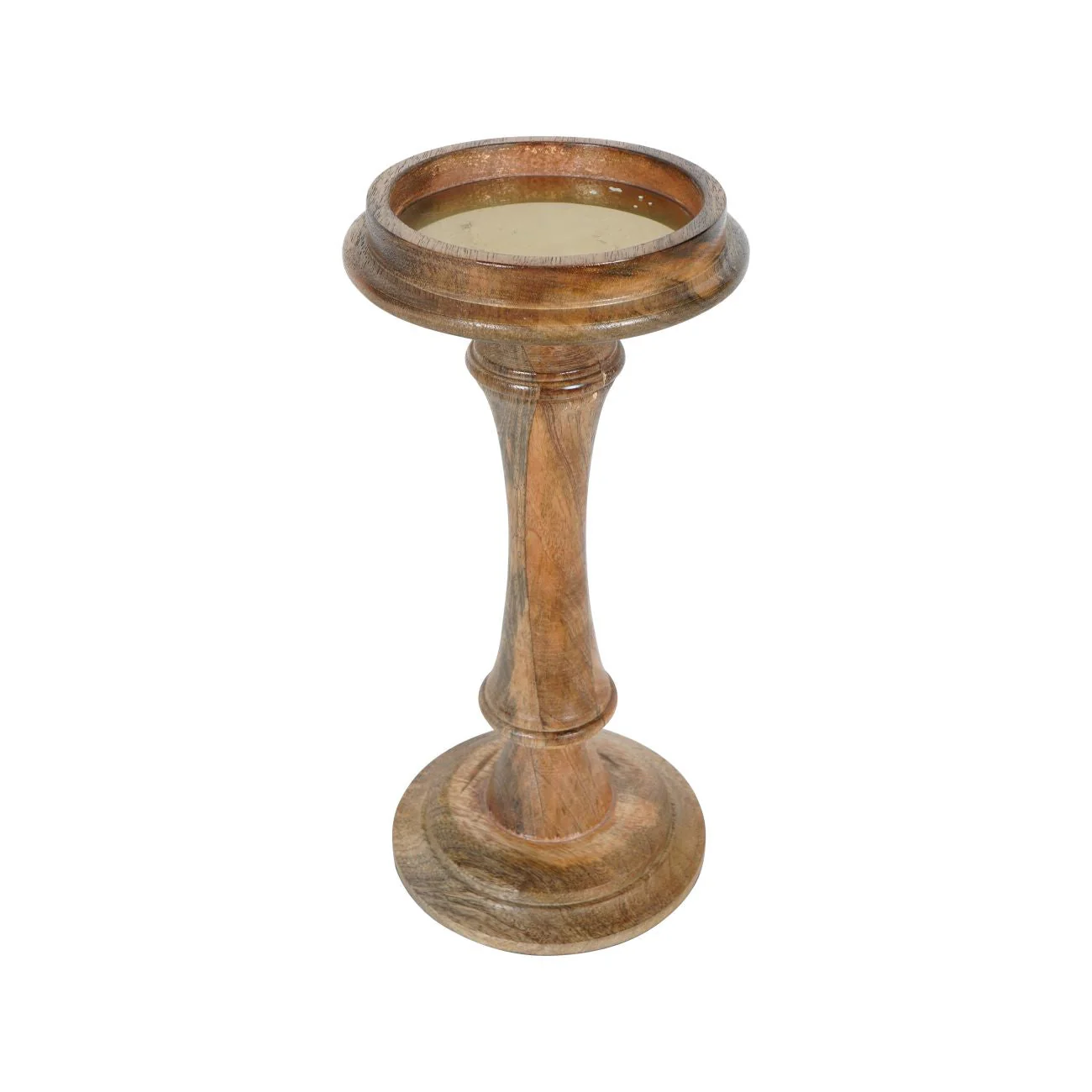 Small Wooden Pedestal Hurricane with Frosted Glass - Image 3