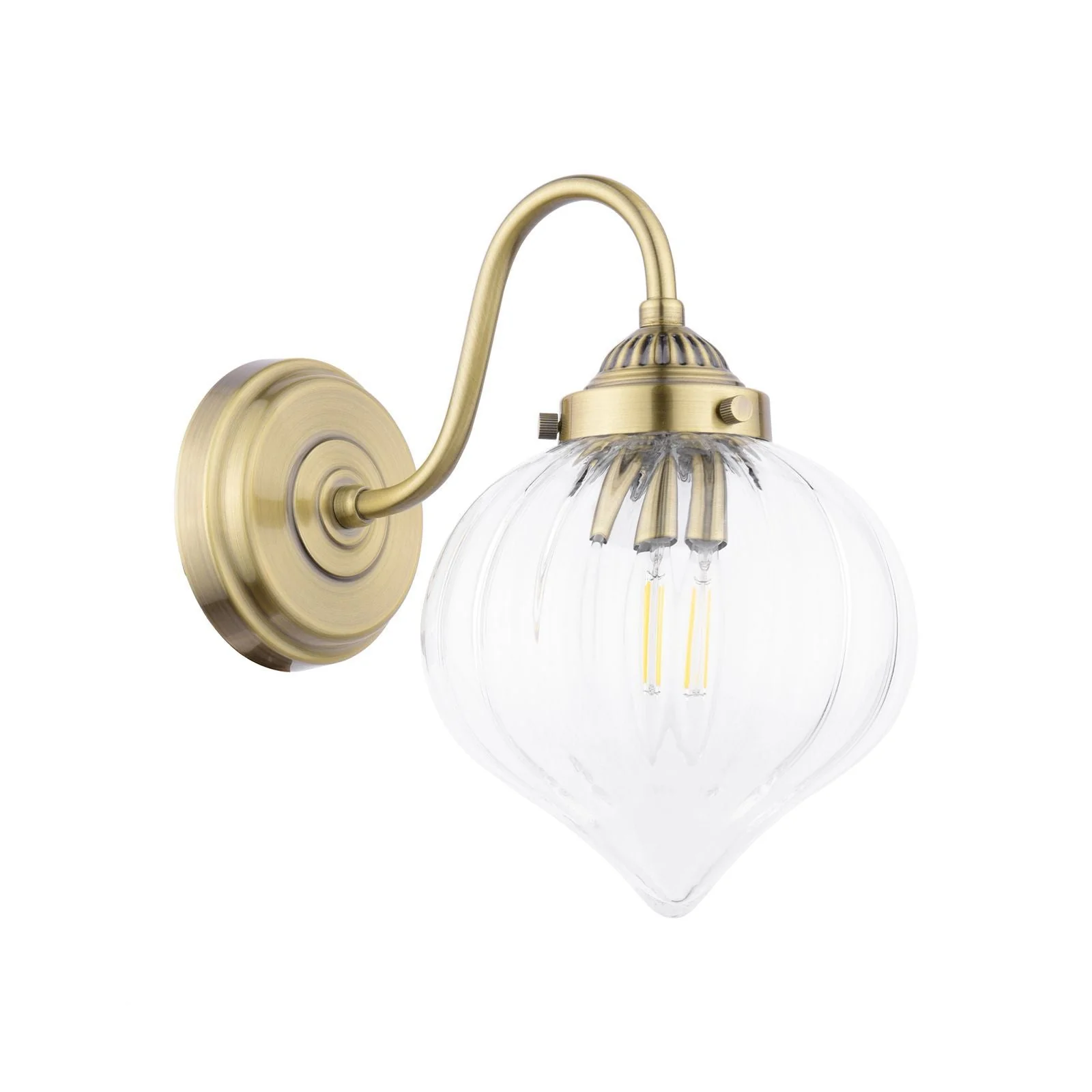 Whitham Wall Light Antique Brass and Ribbed Glass - Image 2