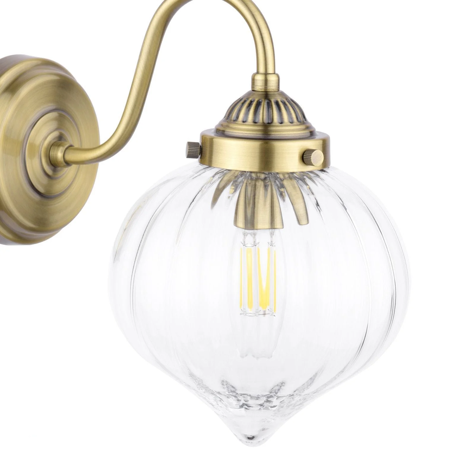 Whitham Wall Light Antique Brass and Ribbed Glass - Image 3