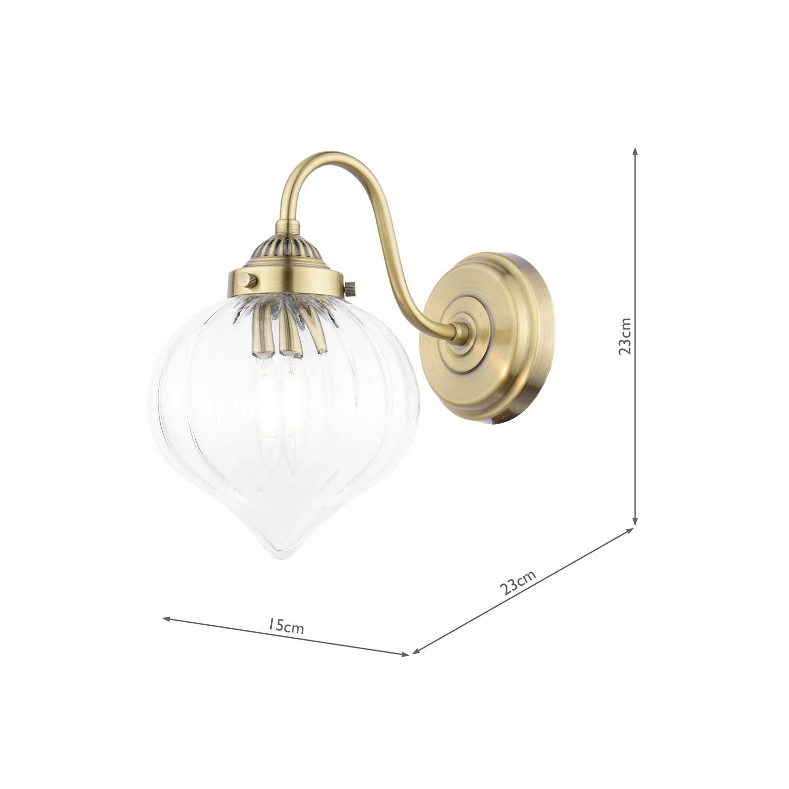Whitham Wall Light Antique Brass and Ribbed Glass - Image 6