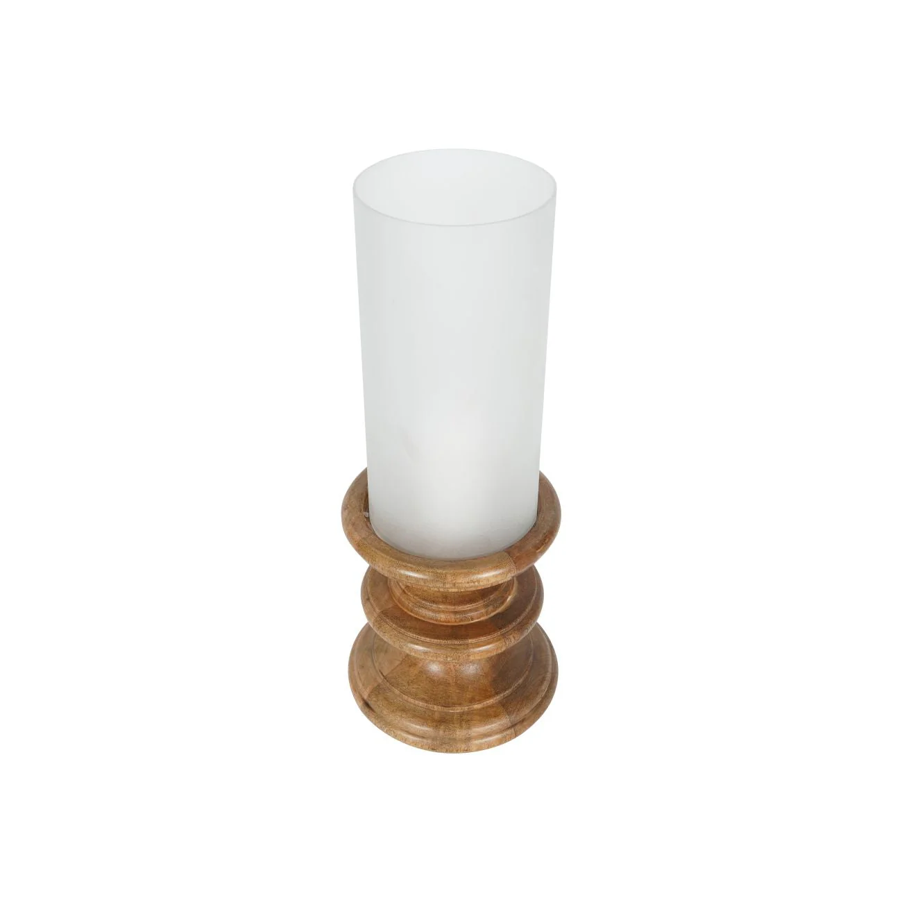 Wooden Plinth Hurricane with Frosted Glass - Image 2