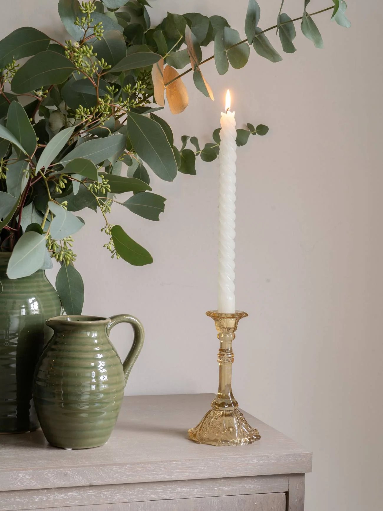 Yellow Glass Candlestick - Image 2