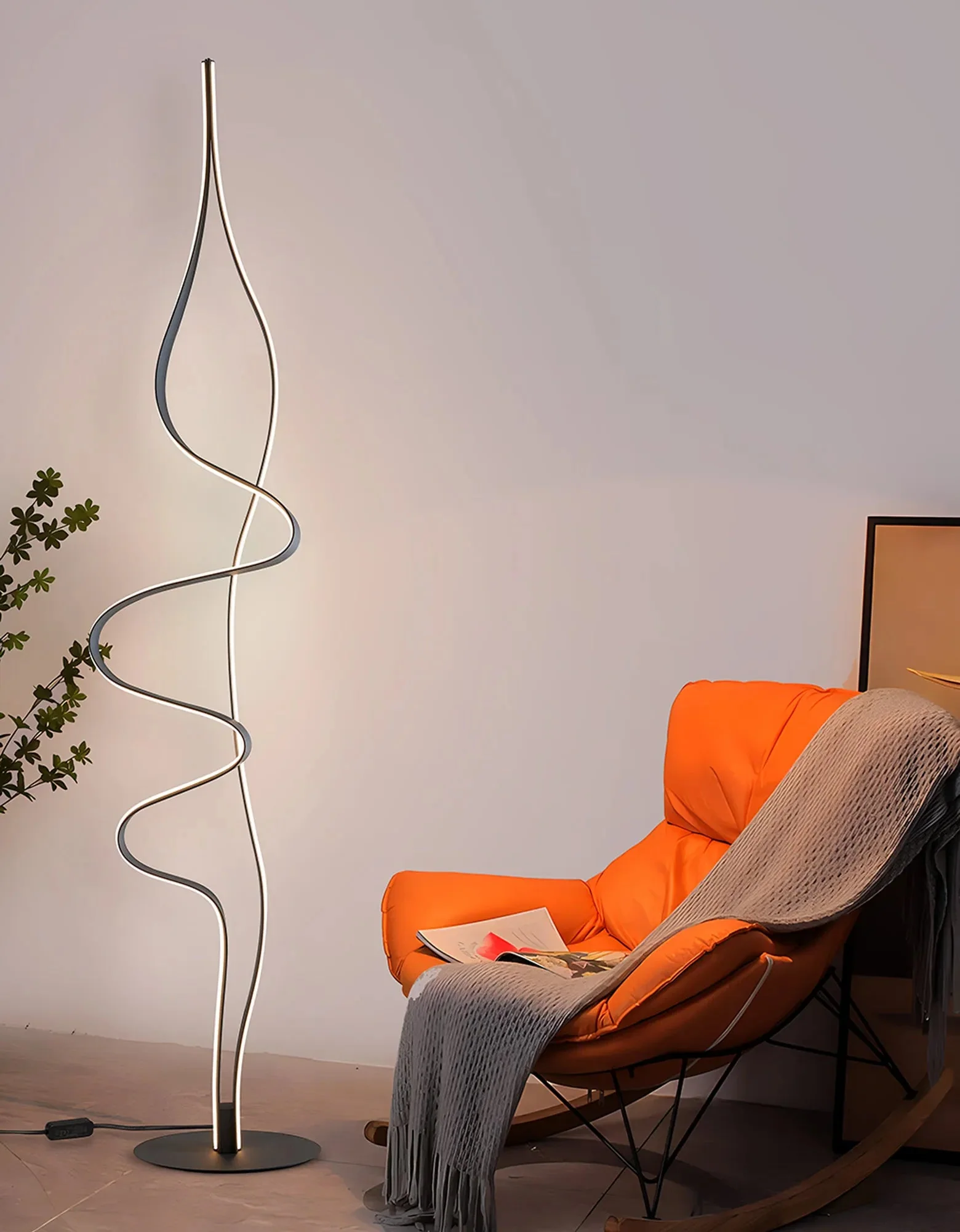 Lavelle TRIAC LED Floor Lamp - Grey/Gold - Image 3