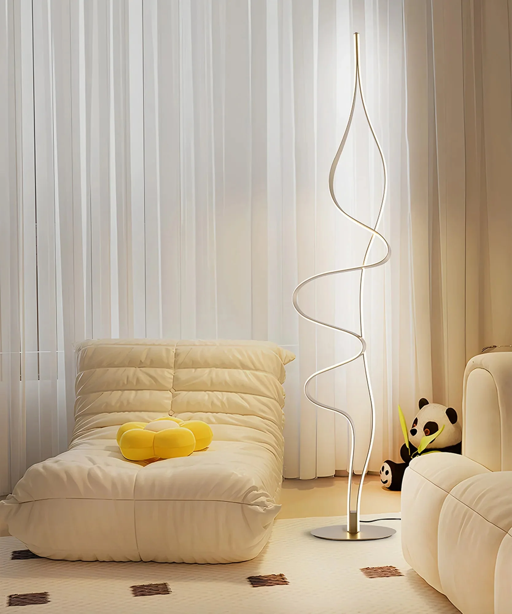 Lavelle TRIAC LED Floor Lamp - Grey/Gold - Image 4