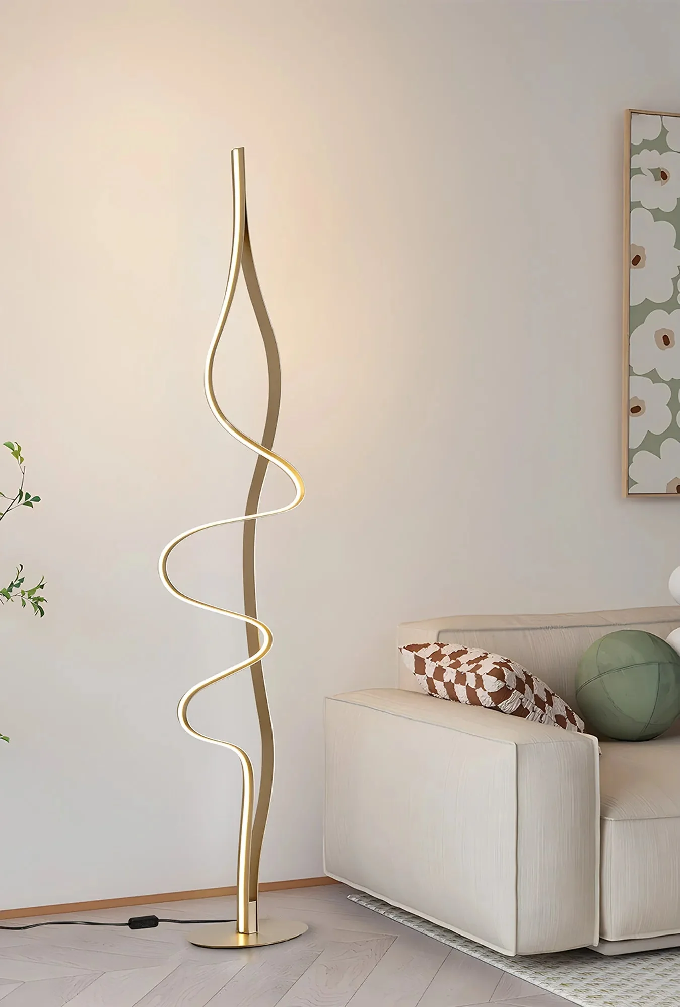 Lavelle TRIAC LED Floor Lamp - Grey/Gold - Image 5