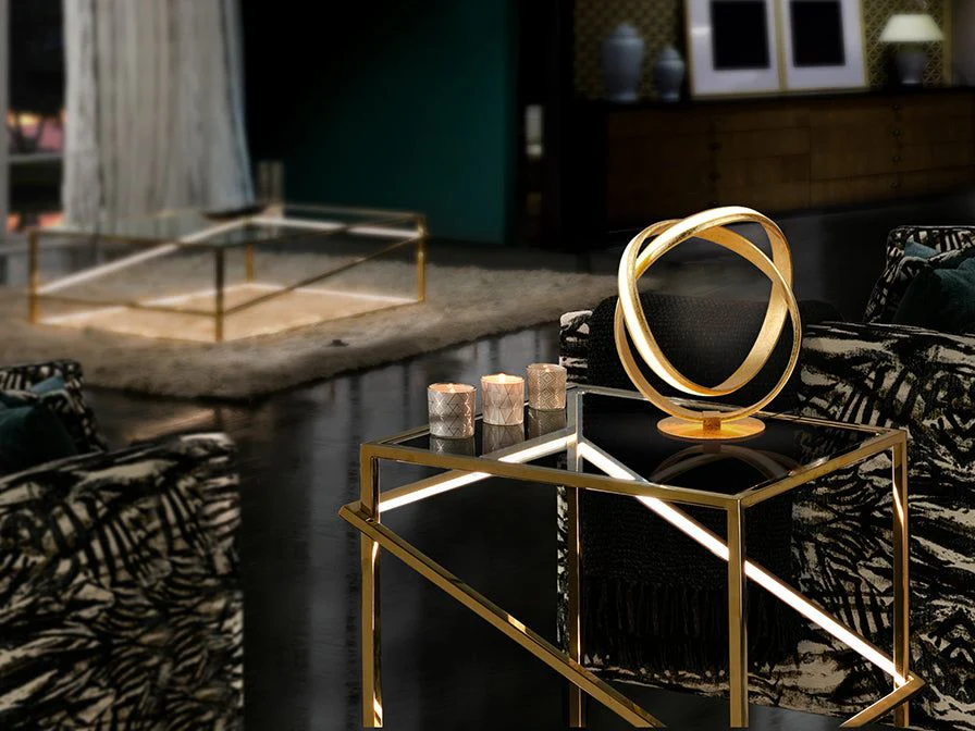 Lazas Table Lamp, Gold Leaves Ø30 - Image 2