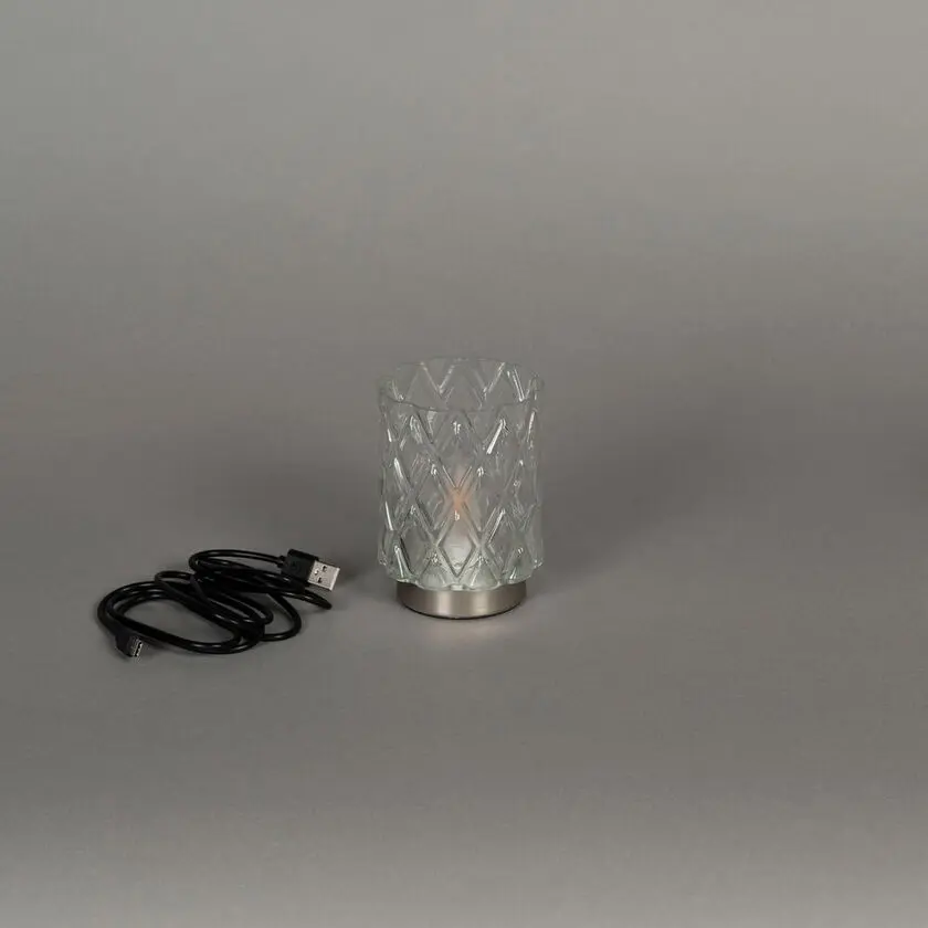 LED Rechargeable Glass Candle/ Table Lamp - Image 6