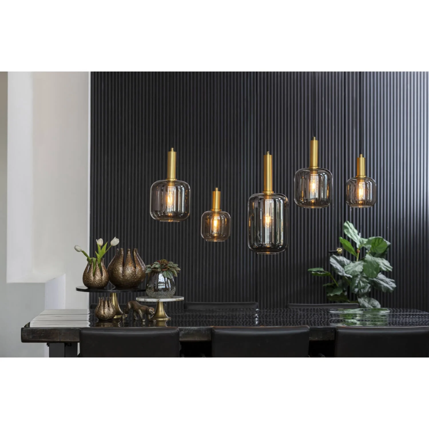 Lekar 3/5Lt Island Pendant - Bronze/Gold & Smoked Glass - Image 3