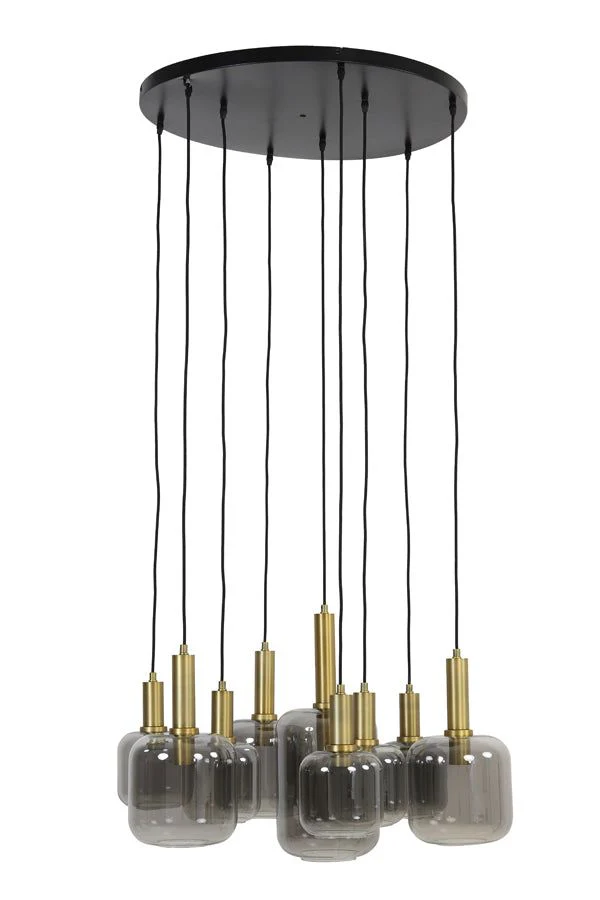 Lekar 5Lt/9Lt Cluster Hanging Ceiling Light - Antique Bronze & Smoked Glass Finish - Image 2