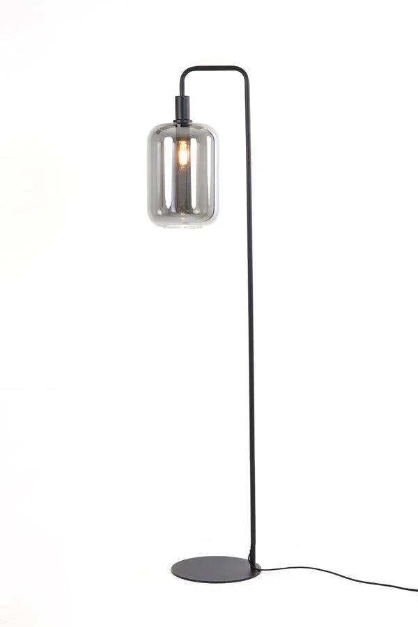 Lekar Floor Lamp 32cm - Light Grey & Green Glass/Black & Smoked Glass Finish - Image 10
