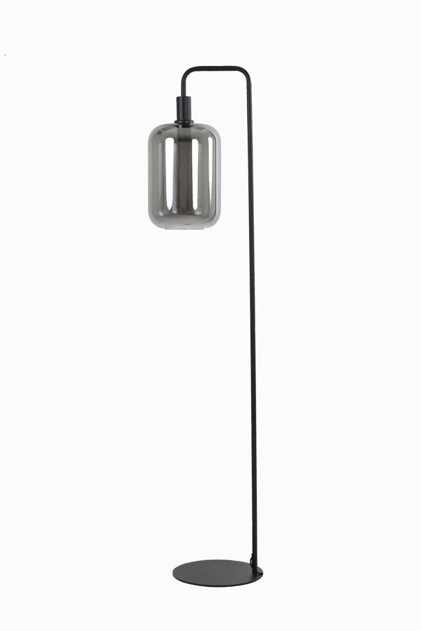 Lekar Floor Lamp 32cm - Light Grey & Green Glass/Black & Smoked Glass Finish - Image 7
