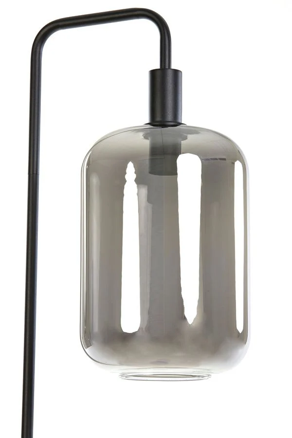 Lekar Floor Lamp 32cm - Light Grey & Green Glass/Black & Smoked Glass Finish - Image 8