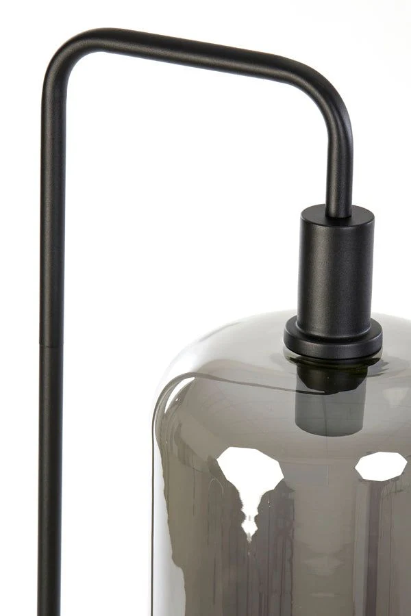 Lekar Floor Lamp 32cm - Light Grey & Green Glass/Black & Smoked Glass Finish - Image 9
