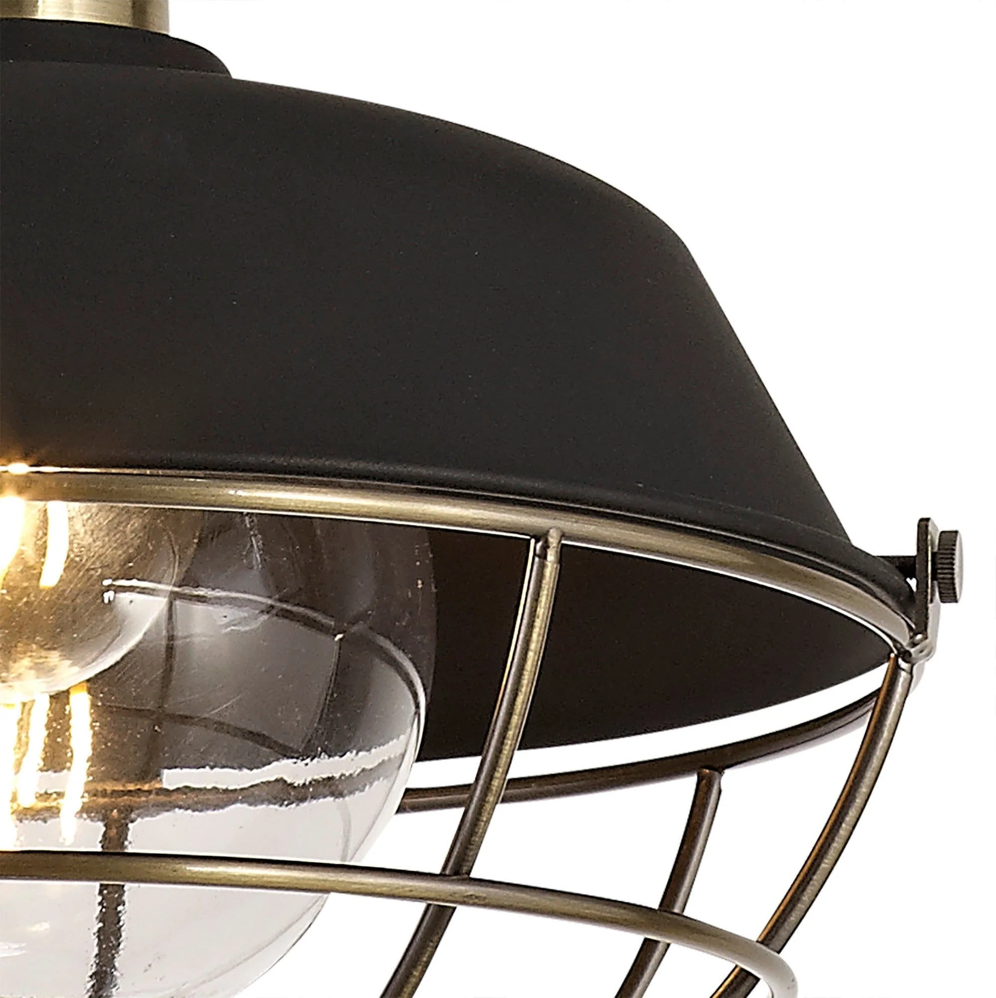 Lekshi Pendant E27, IP65- Matt Black/Antique Brass - Image 4