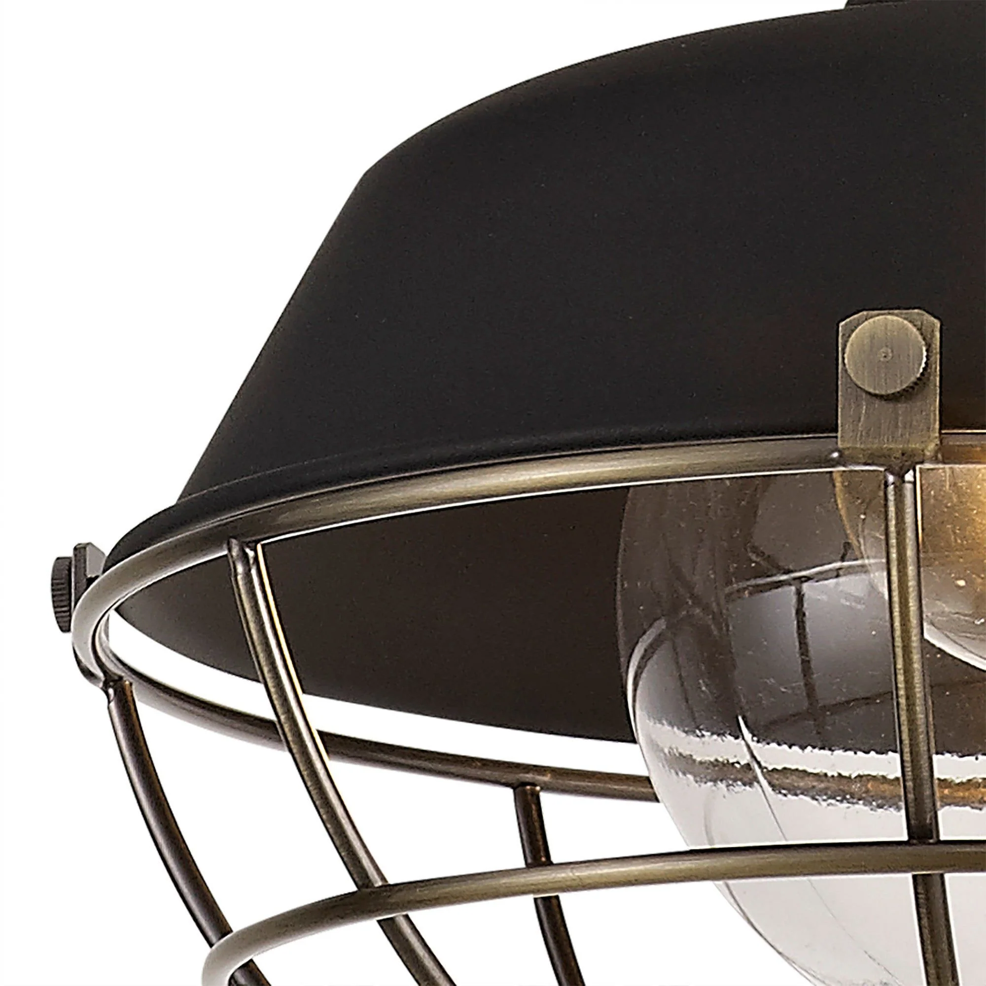 Lekshi Pendant E27, IP65- Matt Black/Antique Brass - Image 5