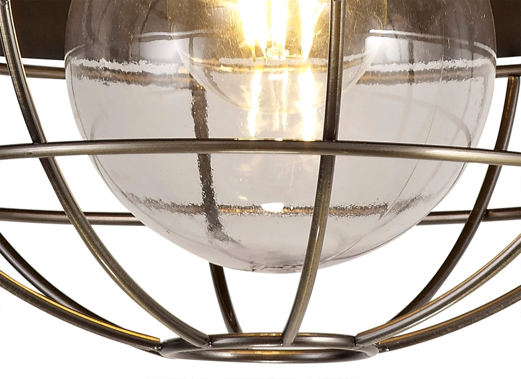 Lekshi Semi-Flush Ceiling, 1 Light E27, IP65, Matt Black/Antique Brass, 2yrs Warranty - Image 4