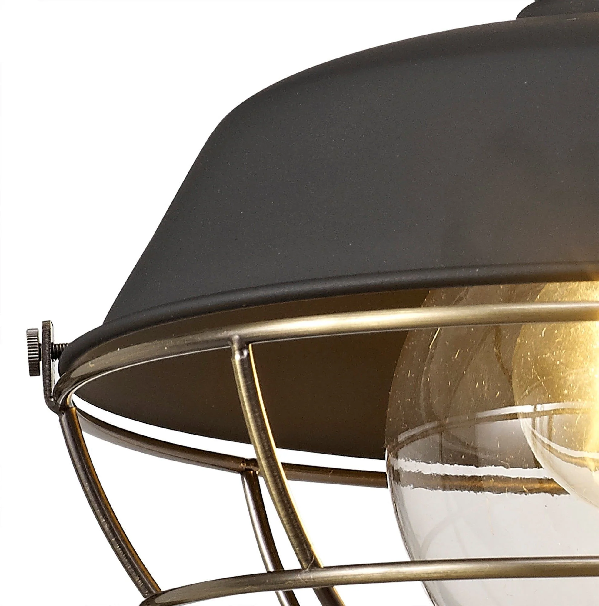 Lekshi Wall Lamp, 1 Light E27, IP65, Matt Black/Antique Brass, 2yrs Warranty - Image 3