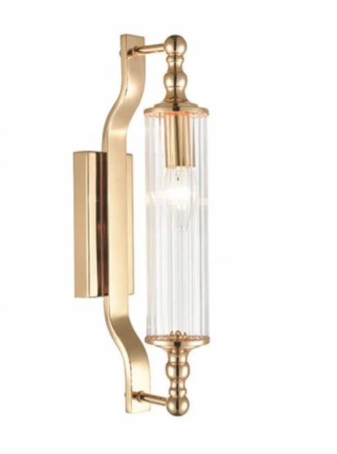 Lena | Chrome/Gold Bathroom Wall Bracket IP44 w/Clear Ribbed Glass - Image 2