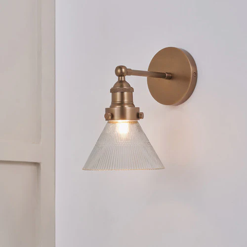 Lenox Ribbed Glass Wall Light - Antique Brass/Bronze - Image 3