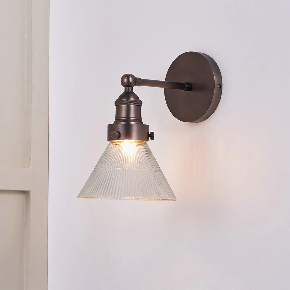 Lenox Ribbed Glass Wall Light - Antique Brass/Bronze - Image 4