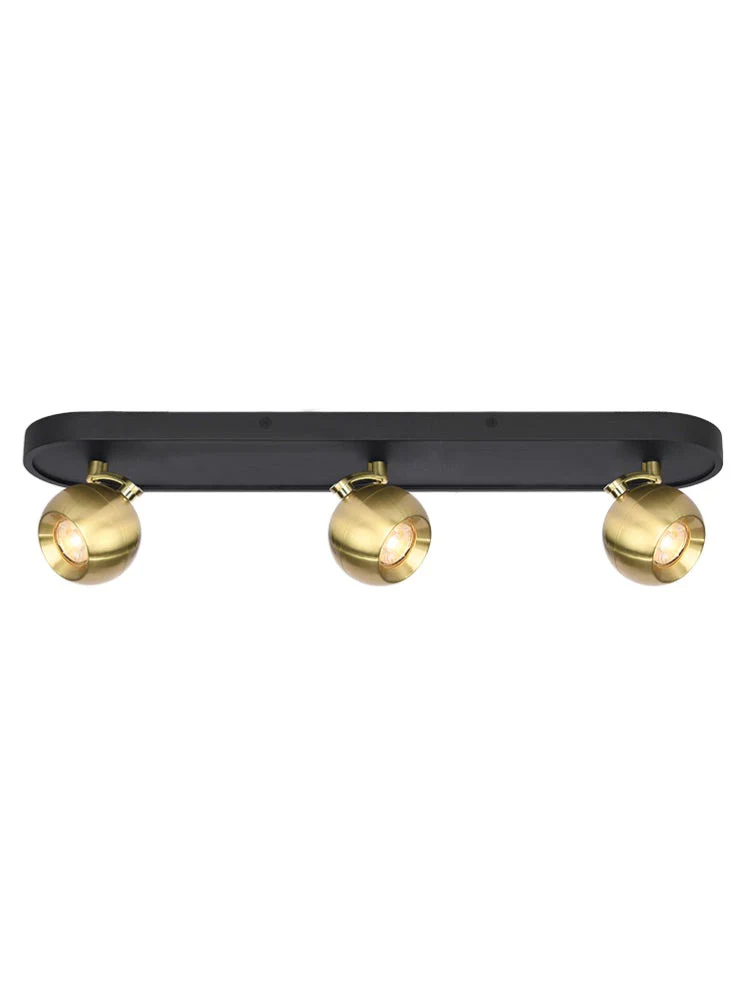 Lens 3/4lt Bar Spotlight - Matt White/Black & Brass - Image 3