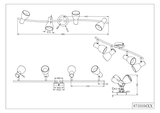 Levisto 2/3/4/6Lt Bar Spotlight - Brass/Nickel - Image 5