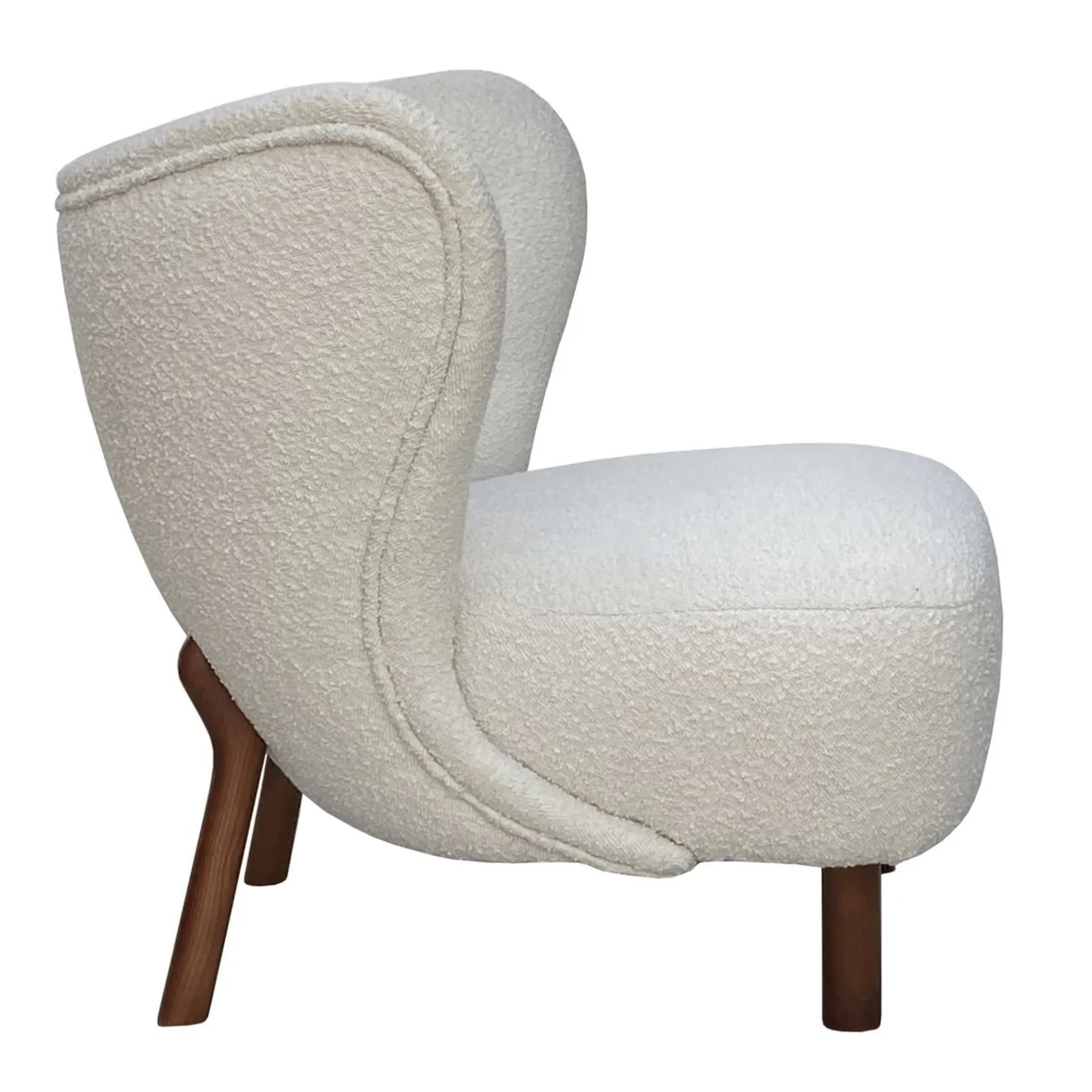 Lewis Wingback Occasional Chair - Cream Boucle/Hunter Green Boucle Finish - Image 5