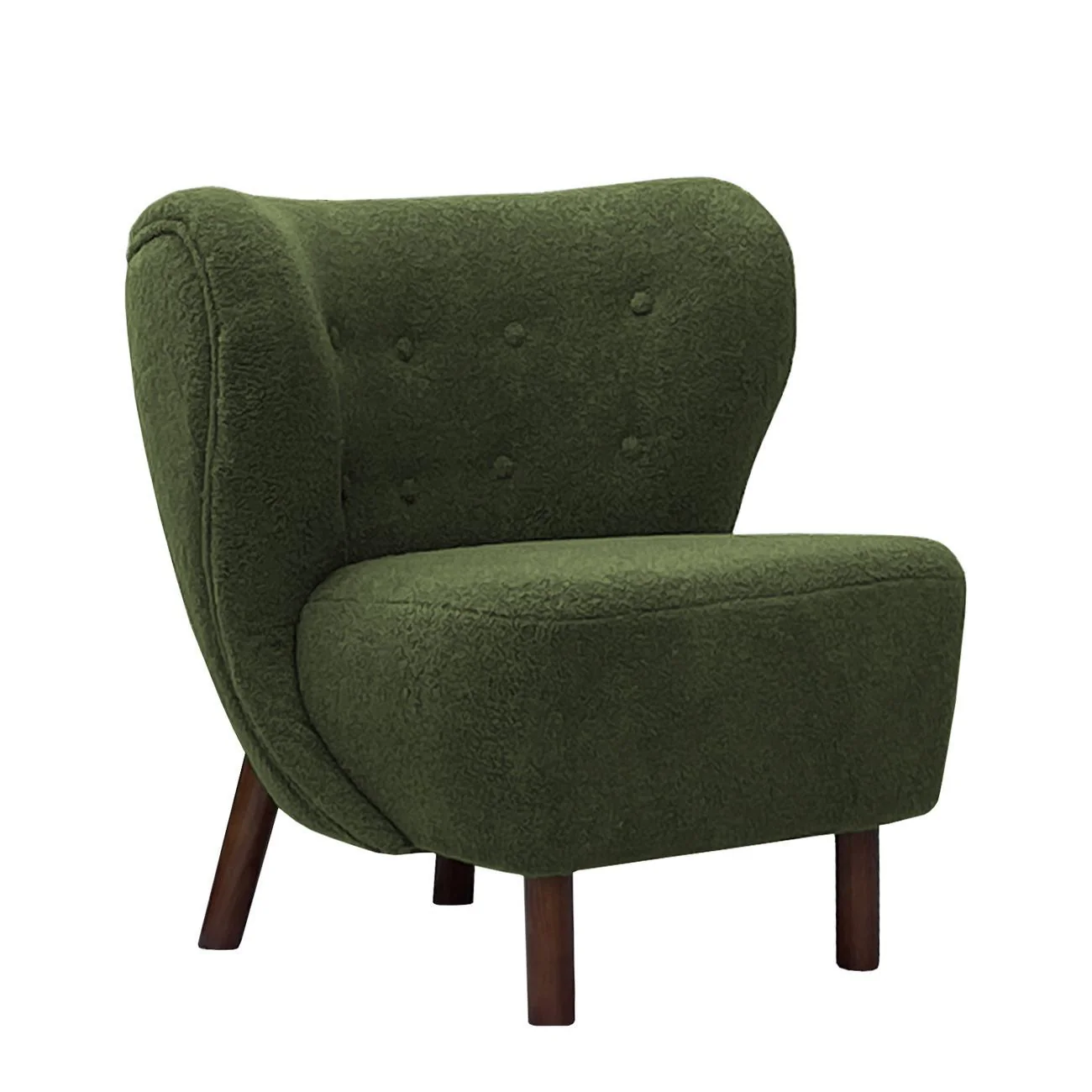 Lewis Wingback Occasional Chair - Cream Boucle/Hunter Green Boucle Finish - Image 7