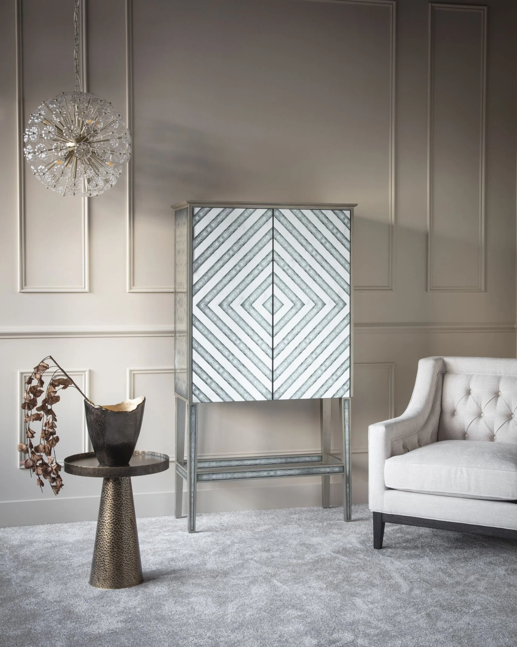 Lexington Antique Mirrored Bar Cabinet - Image 6