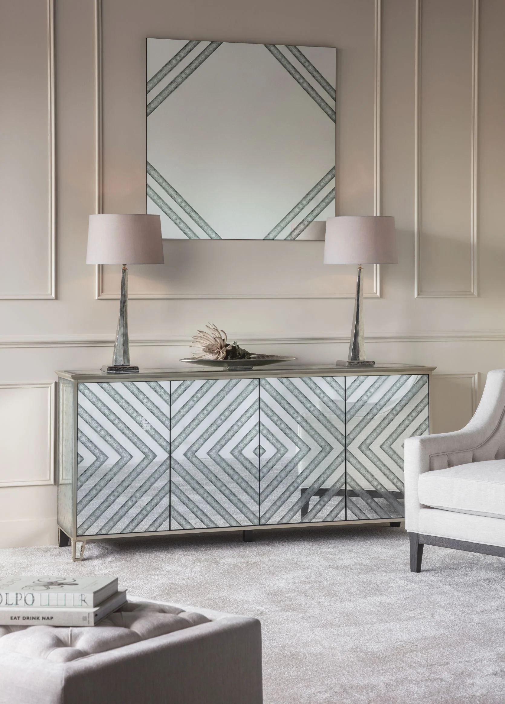Lexington Four Door Antique Mirrored Sideboard - Image 6